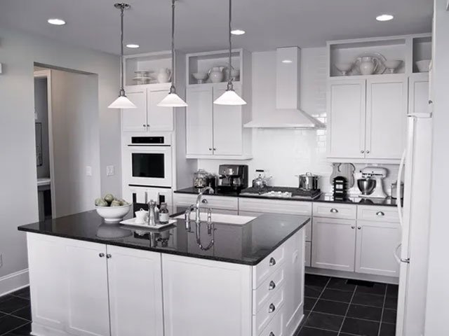Kitchen remodel project in Dallas TX - Modern white cabinets and countertops